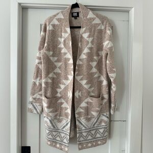 Frye Beige and White Geometric Sweater